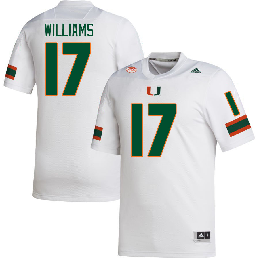 #17 Emory Williams Miami Hurricanes Jerseys Football Stitched-White
